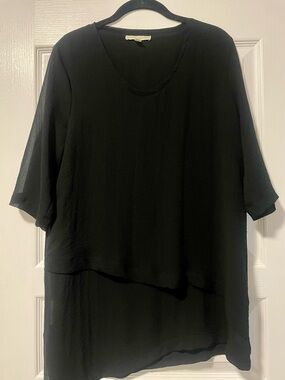 Shannon Passero Black Layered V-Neck Tunic, Size Medium